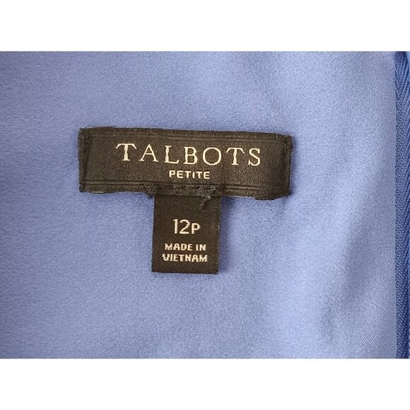Talbots Womens Shift Dress Blue Lined Tie Bow Long Sleeve 12P Petite - Picture 6 of 13